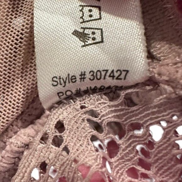 Sophie B Women's S Lace Mesh Bodysuit Cap Sleeve Mauve 307427 V Neck Open Back - Picture 8 of 8